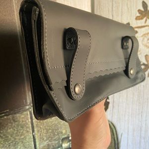 Upcycled Leather Wallet/Clutch Dark Grey- ReThreaded